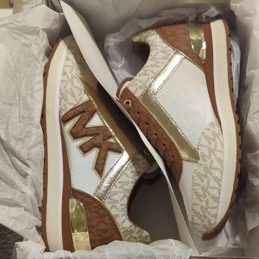 Michael Kors Women's Gold and Brown Sneakers